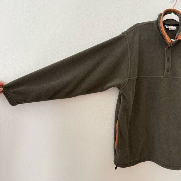 Vintage Orvis Men's Size Large Grey Pullover Soft Leather Trim Jacket Coat USA - Picture 2 of 8